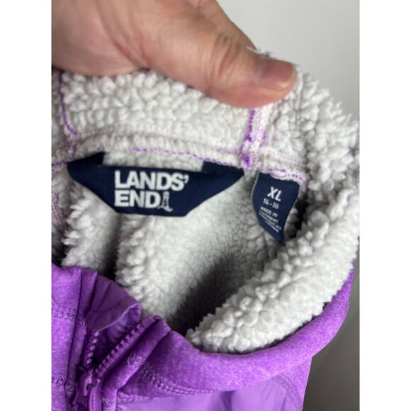 Lands' End Girls Sherpa Fleece Lined Jacket Purple ~ Size XL (14/16) - Picture 4 of 5